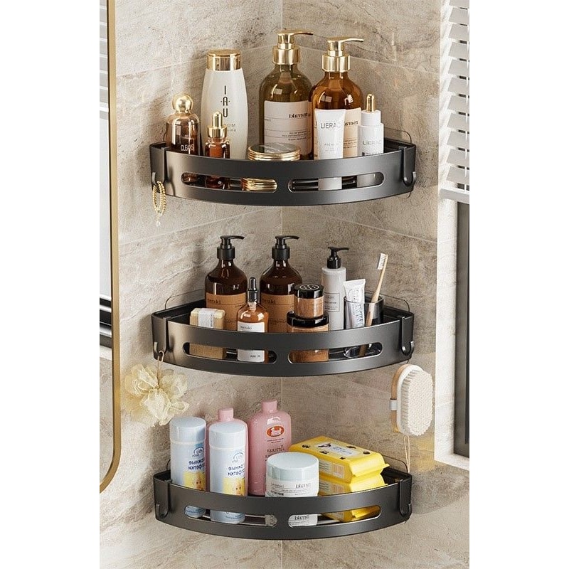 No Punching Required Bathroom Shampoo Holder Shower Caddy Storage Shelf for Towels Toiletries