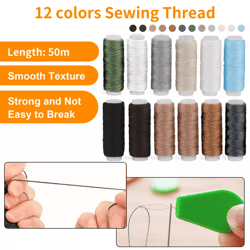 48pcs leather thread stitching needles and awl hand tools kit for diy sewing craft, leather repair, and handmade project