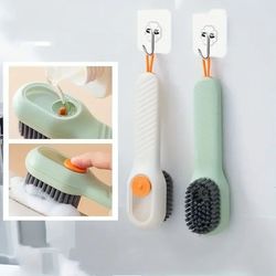 multi-function automatic spot shoe brush – soft hair, hand pressure, hanging hole, suitable for clothing, plastic handle