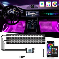 rgb car led interior lights wireless remote & music sync, usb powered ambient footwell lighting for custom car decor