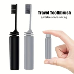 portable compact charcoal folding toothbrush travel-friendly & eco-friendly teethbrush for camping & hiking
