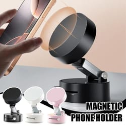 foldable double sided vacuum suction cup phone holder & magnetic mount, lazy multi functional storage device