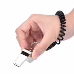 dual metal sports whistles, 2-pack referee whistles with neck lanyards for football, soccer & safety