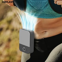 mini usb rechargeable waist clip fan, portable hanging neck fan for outdoor work, travel, and personal cooling