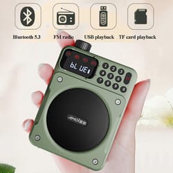 mini digital fm radio hd display bluetooth speaker portable voice amplifier with usb tf card slot & removable battery