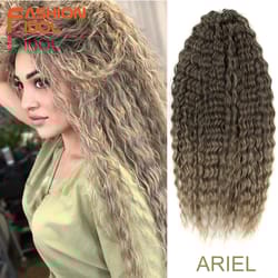 ariel hair water wave crochet braids, synthetic twist curly hair ombre blonde brown deep wave braiding hair extensions