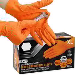 heavy duty orange nitrile gloves 8mil – industrial disposable gloves with diamond grip for mechanics & safety work