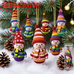 color-coded knitted-style snowman, wooden ornaments, christmas tree pendants, wall decor, party favors and gifts