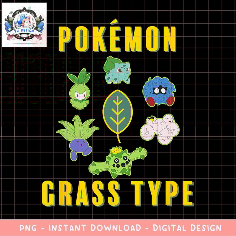 Pokemon Group Shot Grass Type Collage png, digital download, instant .png
