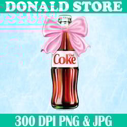 diet coke png, classic bottle with pink coquette bow png, digital file, png high quality, sublimation