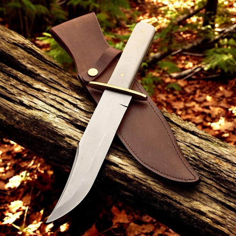Handmade D2 Steel Fixed Blade Hunting Bowie Knife With Bone Handle Camping EDC Vintage Knife Chri 0