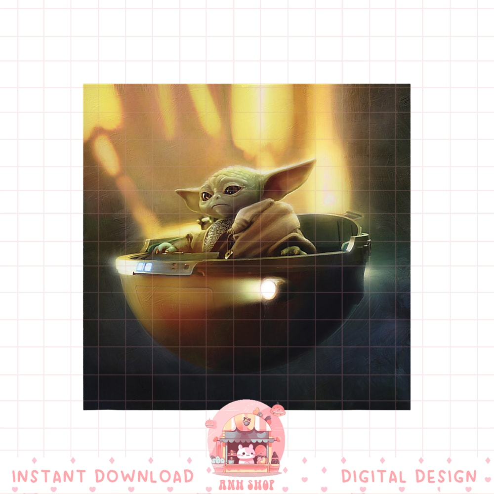 Star Wars The Mandalorian Grogu Color Portrait png, digital download, instant .jpg