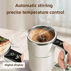 usb charging digital display mug, electric coffee self mixing mug, waterproof coffee stirring cup