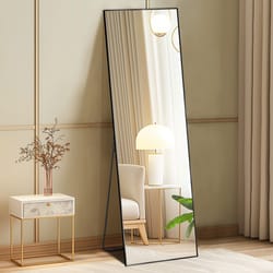 leaning wall-mounted mirror, full body standing mirror with aluminum alloy frame for living room