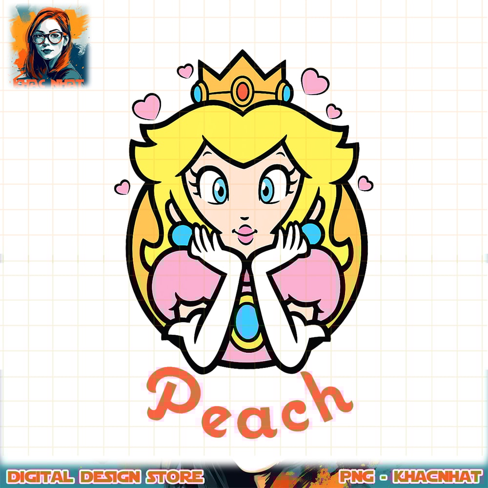 Super Mario Princess Peach Circle Portrait Logo png, digital download, instant .jpg