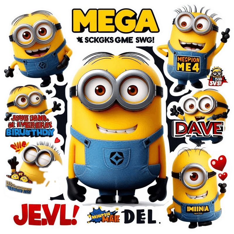 Stickers Mega Minion Gus SVG Minion Jerry PNG Tim From Despicable Me 4DaveMinion MelStuart Printabl 0
