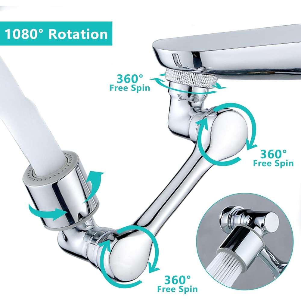 FaucetFlex Swivel Robotic Arm Bathroom Faucet Extender 3