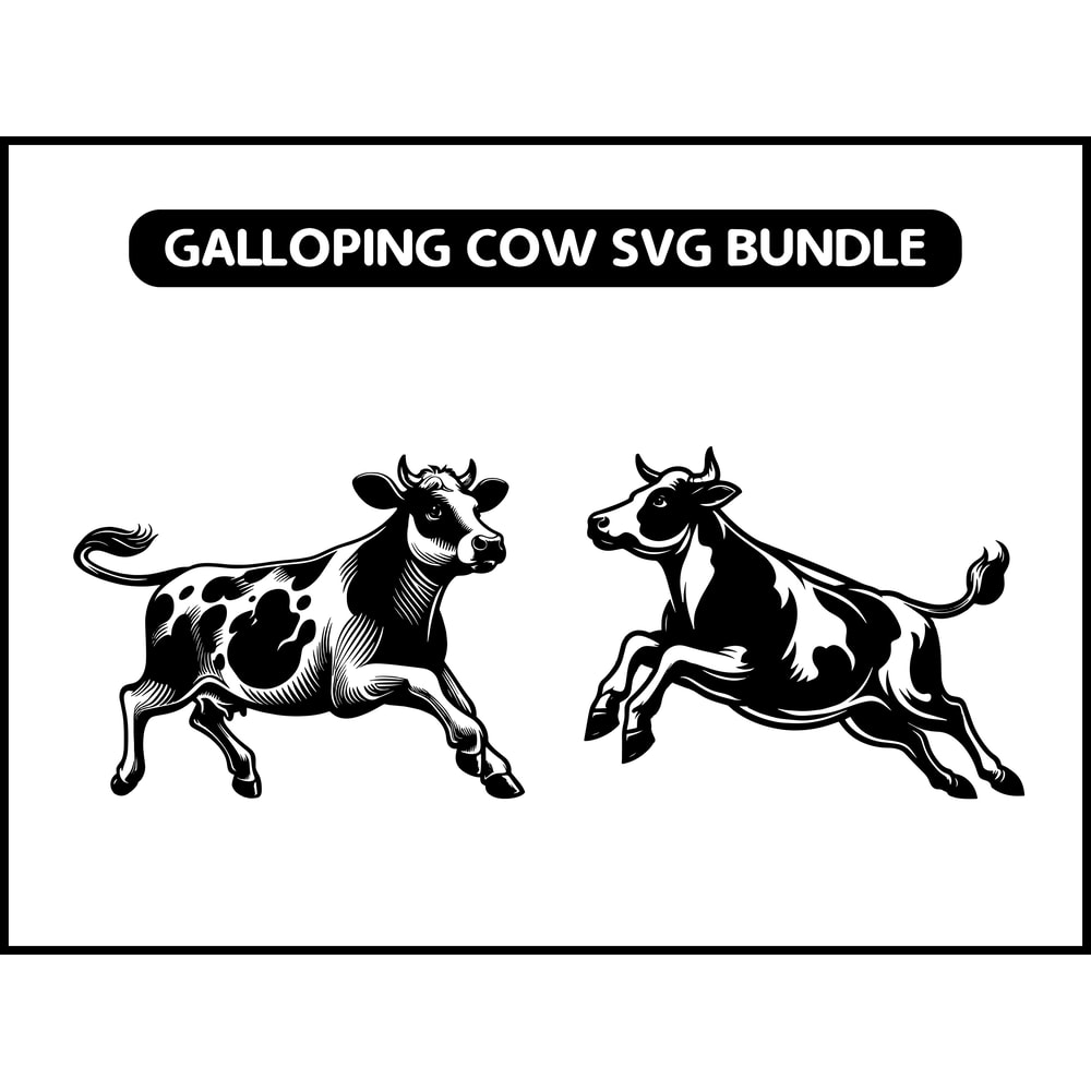 Galloping Cow Svg Bundle 2