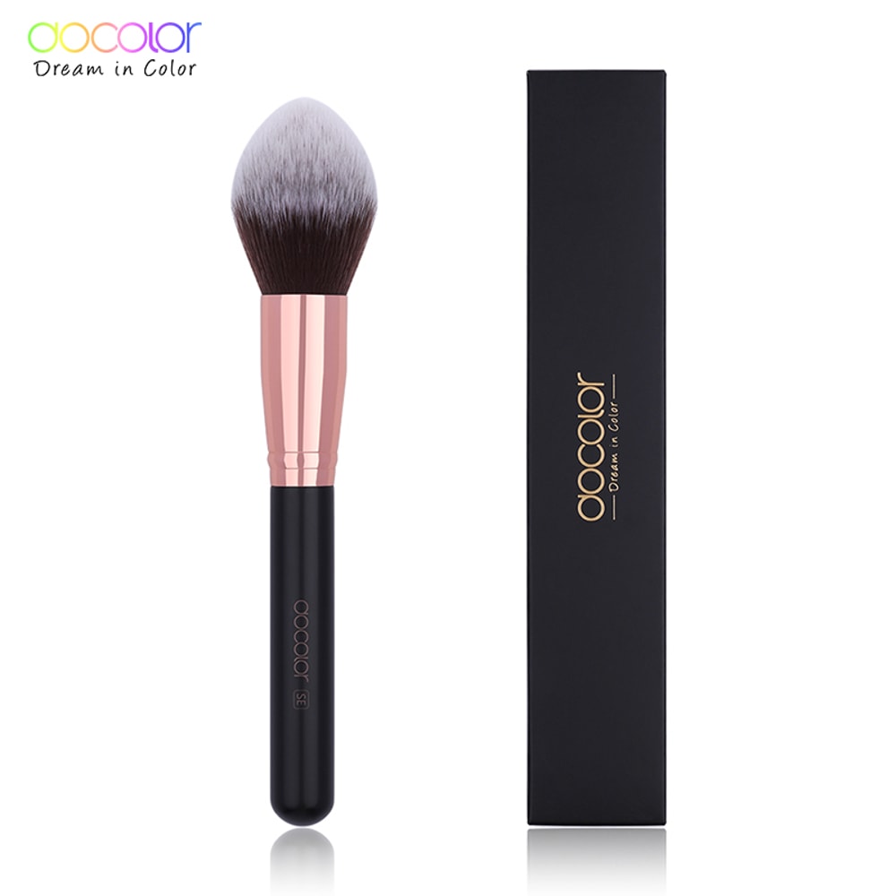 Docolor 3-Piece Makeup Brush Set, Fundation Brush, Flat Top Kabuki & Fan Brush for Contour, Powder, Highlighter, Blush