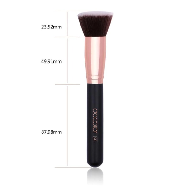 Docolor 3-Piece Makeup Brush Set, Fundation Brush, Flat Top Kabuki & Fan Brush for Contour, Powder, Highlighter, Blush