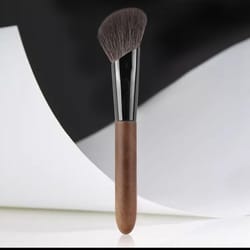 professional goat hair contour brush, angled face sculpting makeup tool, hypoallergenic blending brush