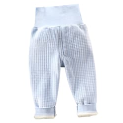 toddler high waist fleece thermal pants, baby solid color pajama pants for autumn winter clothing