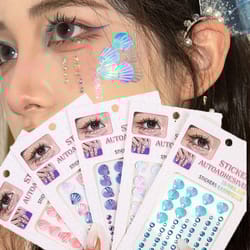 3d dreamy shell crystal diamond patch, mermaid face gems, temporary tattoo stickers, self-adhesive body art decoration