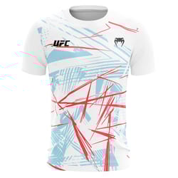 ufc men casual streetwear, 2025 new fashion line, colorful striped 3d print tee, mma fitness short sleeve top