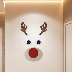 felt cloth christmas door stickers, santa claus snowman elk window decoration, holiday home wall decals