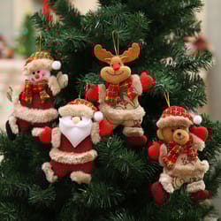 merry christmas plush doll ornaments, santa claus, snowman, elk pendant, xmas tree hanging decorations, festive party