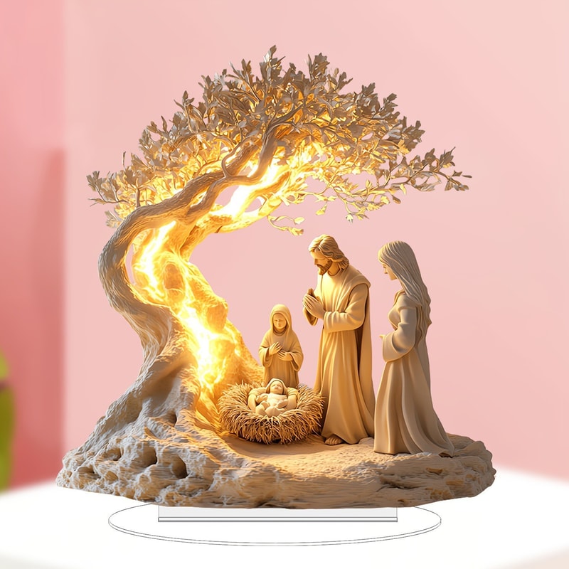 Jesus And The Tree Of Life Newborn Home Decor Desktop Decoration Acrylic Ornament Childrens Gift Ho
