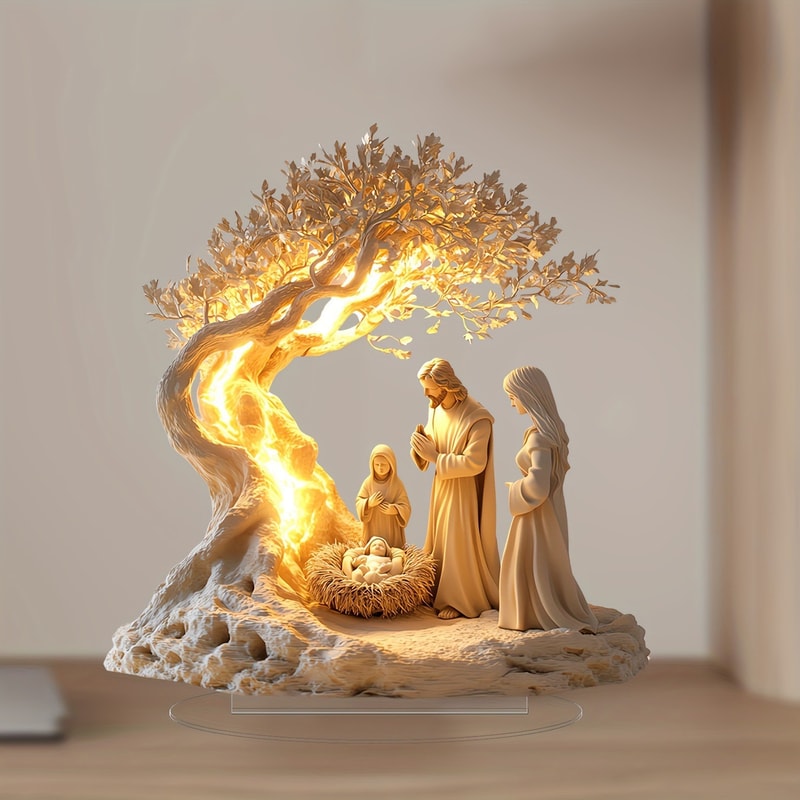 Jesus And The Tree Of Life Newborn Home Decor Desktop Decoration Acrylic Ornament Childrens Gift Ho