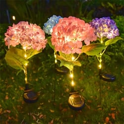 solar garden light outdoor, waterproof led flowers, hydrangea light, stake light for garden pathway backyard decorative