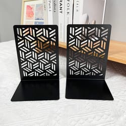 heavy duty bookends, crafted door design non-slip metal bookends, book lovers office home decor