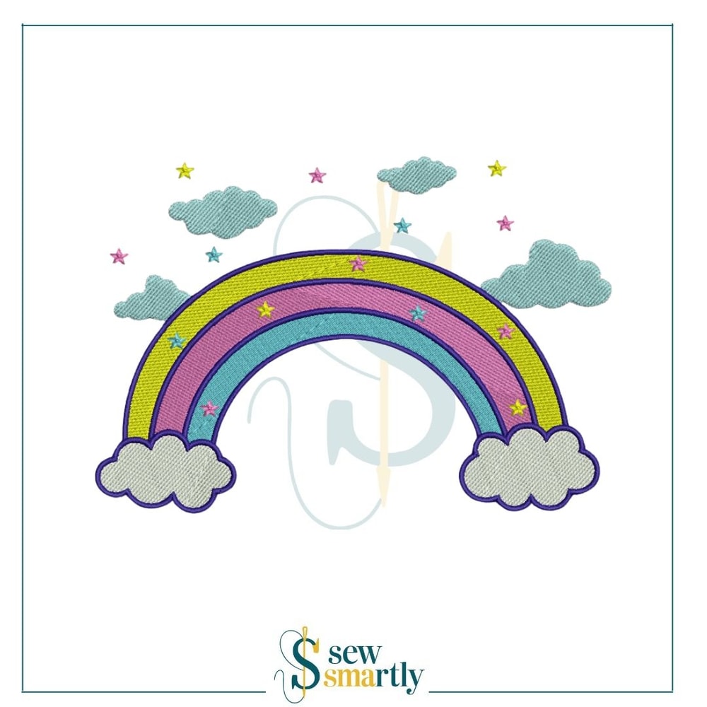 Rainbow Embroidery Design Digital Machine Embroidery 4 Sizes Instant Download 0