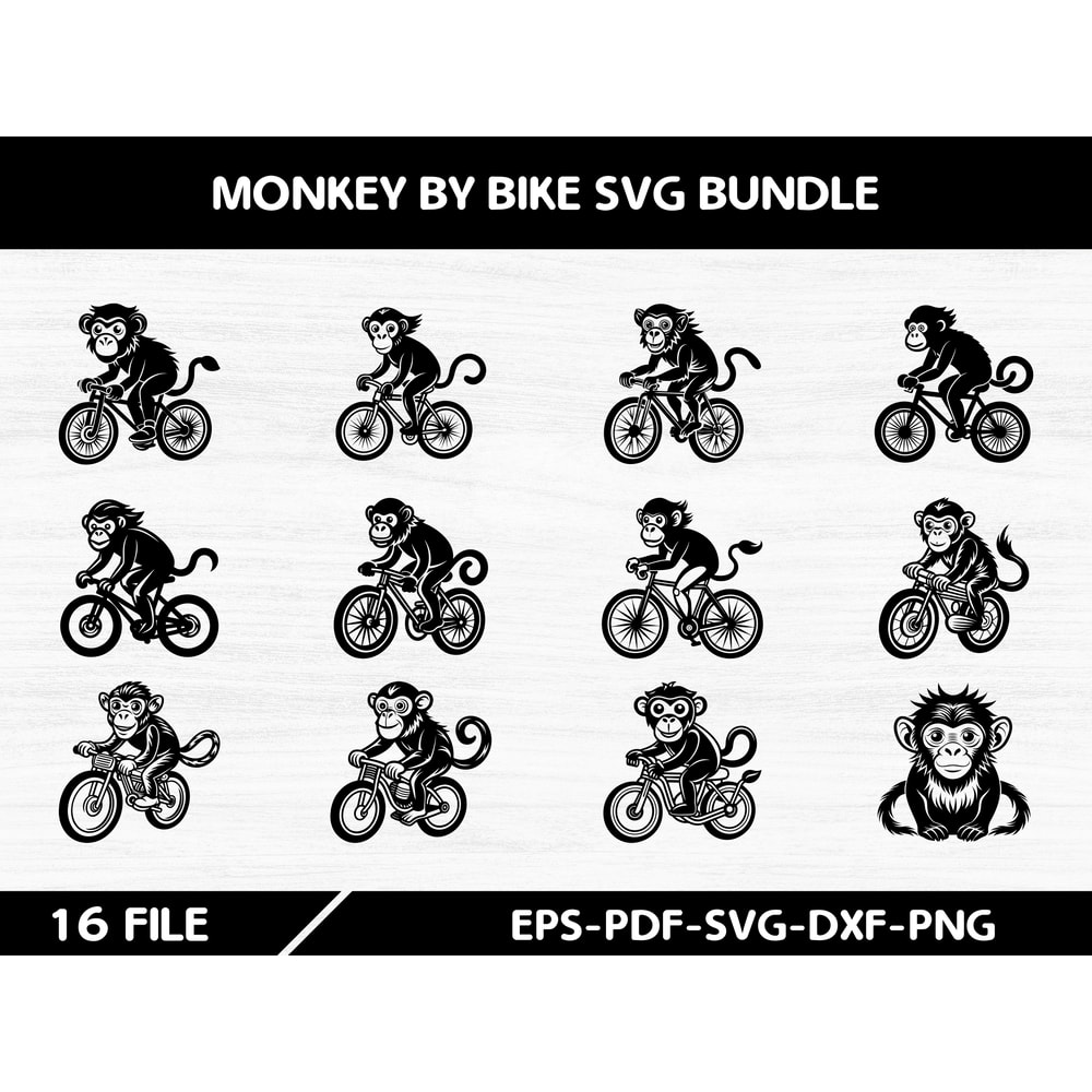 Monkey By Bike SVG Bundle 0