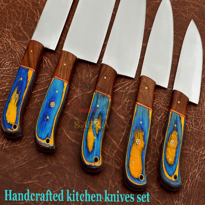 Handcrafted D2 Steel Chef Knife Set With Leather Roll Bag Professional Quality 3
