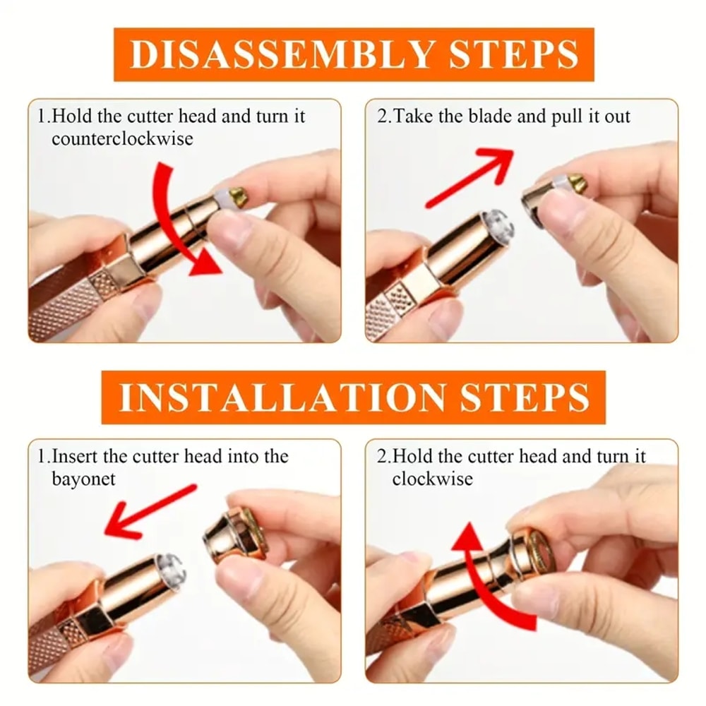 2in1 LED Hair Shaver Eyebrow Razor Rechargeable Womens Grooming Tool for Facial Hair Peach F