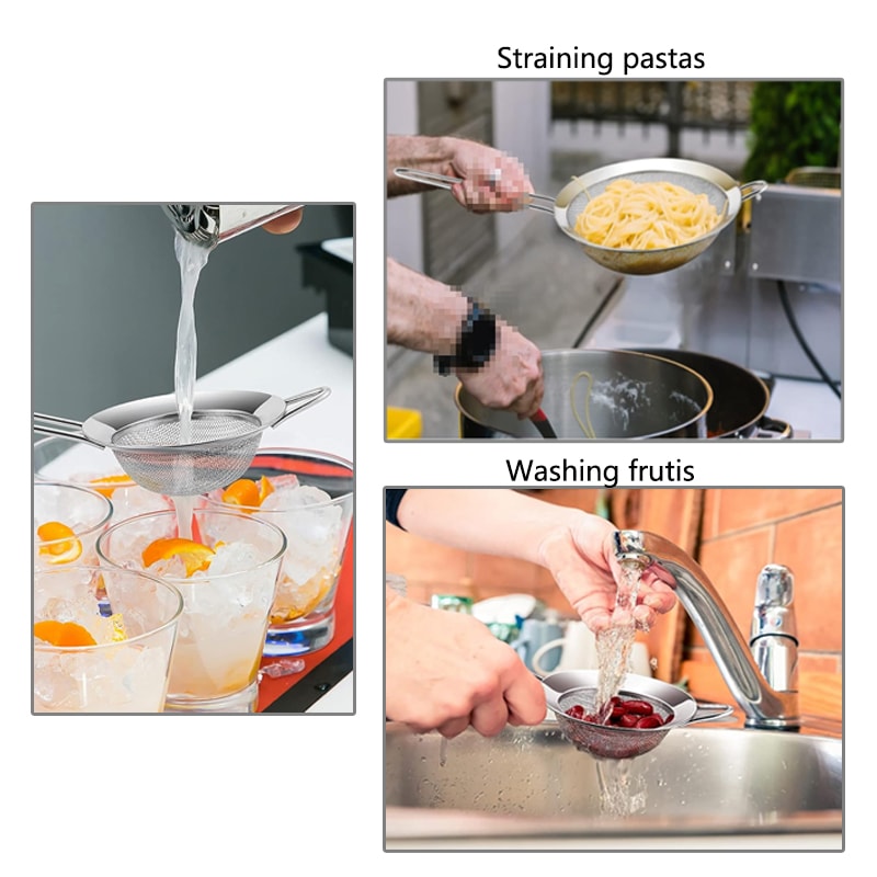 Stainless Steel Oil Strainer With Fine Wire Mesh Essential Baking Frying Kitchen Tool 5