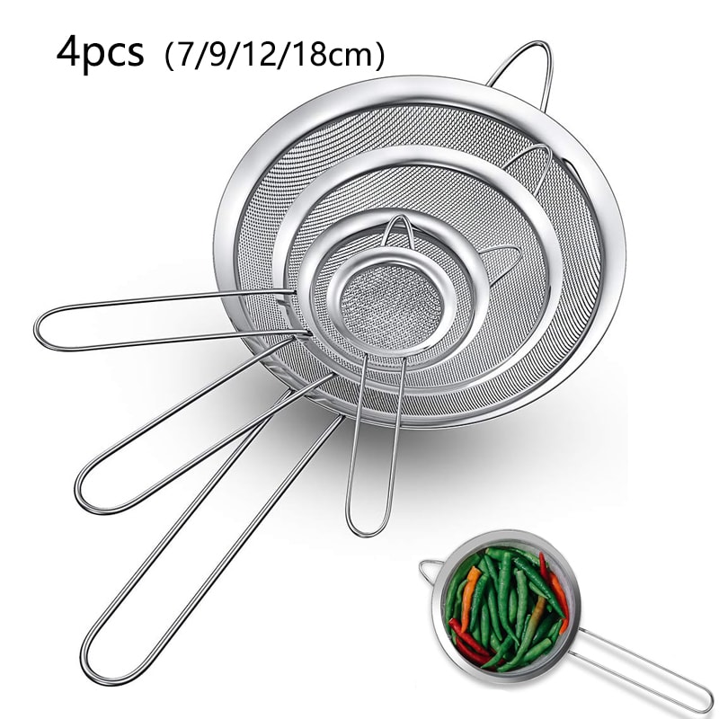 Stainless Steel Oil Strainer With Fine Wire Mesh Essential Baking Frying Kitchen Tool 11