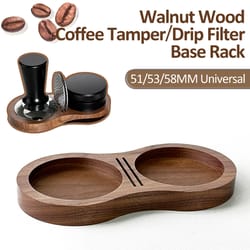 barista-grade coffee tamper station – walnut wooden base for espresso drip filter & tamper storage