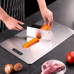premium thickened stainless steel cutting board, double-sided chopping & kneading dough board for kitchen
