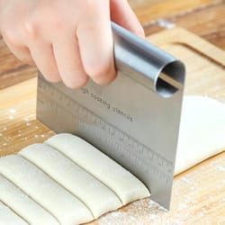 premium stainless steel dough cutter & scraper, multi-function kitchen tool for dough, pizza, vegetables, and pastries