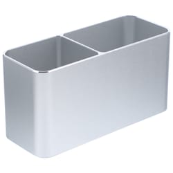 double storage pen holder, aluminum desktop organizer, lightweight pencil case for home, office supplies