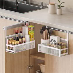 under cabinet basket, pullout drawer hanging rack for kitchen storage space-saving sliding organizer for tissue, cup
