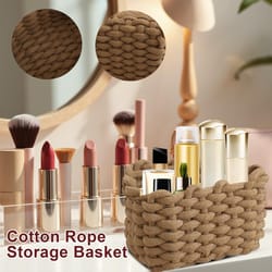 hand-woven cotton rope storage basket, desktop sundries organizer for key, cosmetics,clothes home decorative storage box