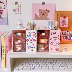 cute cartoon storage box, style multifunctional desktop organizer for student stationery supplies