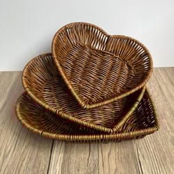 heart-shaped woven storage basket, multi simulation rattan desktop basket for bread, fruit, restaurant serving display
