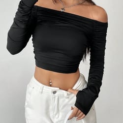 new line shoulder mesh long sleeve slim-fit women's crop t-shirt,hottie sexy explosion street wear short top