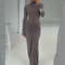 Tossy Pleated Fashion Patchwork Maxi Dress Womens High Waist Long Sleeve Solid Slim Party Dress Sum 0